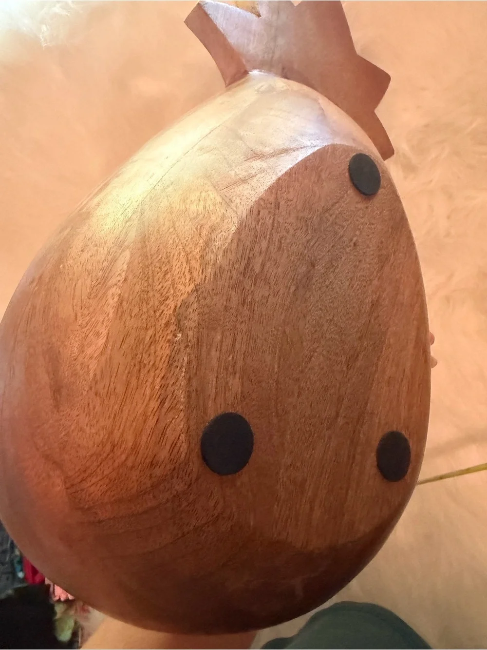 Hand-Carved Pineapple Wood Serving Bowl - Brown